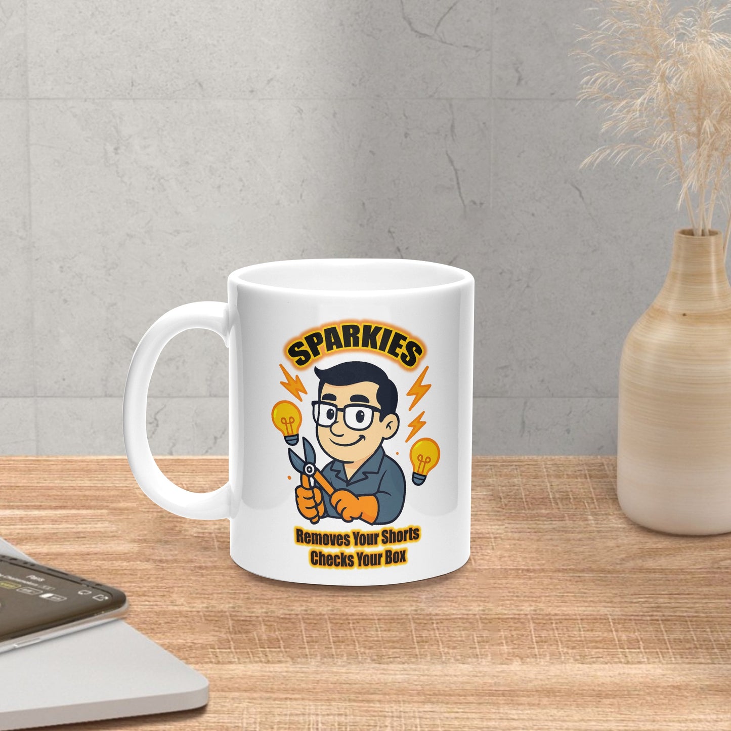 Sparkies – Removes Your Shorts, Checks Your Box – 325ml Ceramic Mug