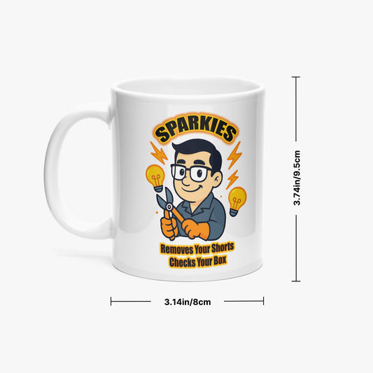 Sparkies – Removes Your Shorts, Checks Your Box – 325ml Ceramic Mug